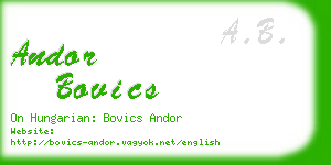 andor bovics business card